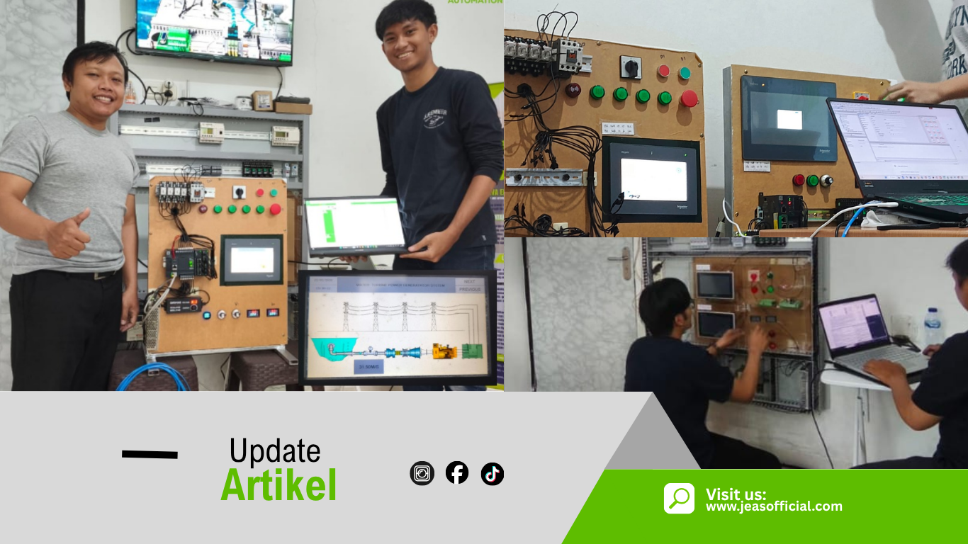 Suasana pelatihan PLC dan HMI untuk mahasiswa di studio training JEAS Depok