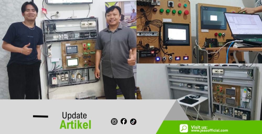 Praktik langsung teknisi menggunakan kit Schneider Modicon di tempat training PLC HMI Cibubur JEAS Official