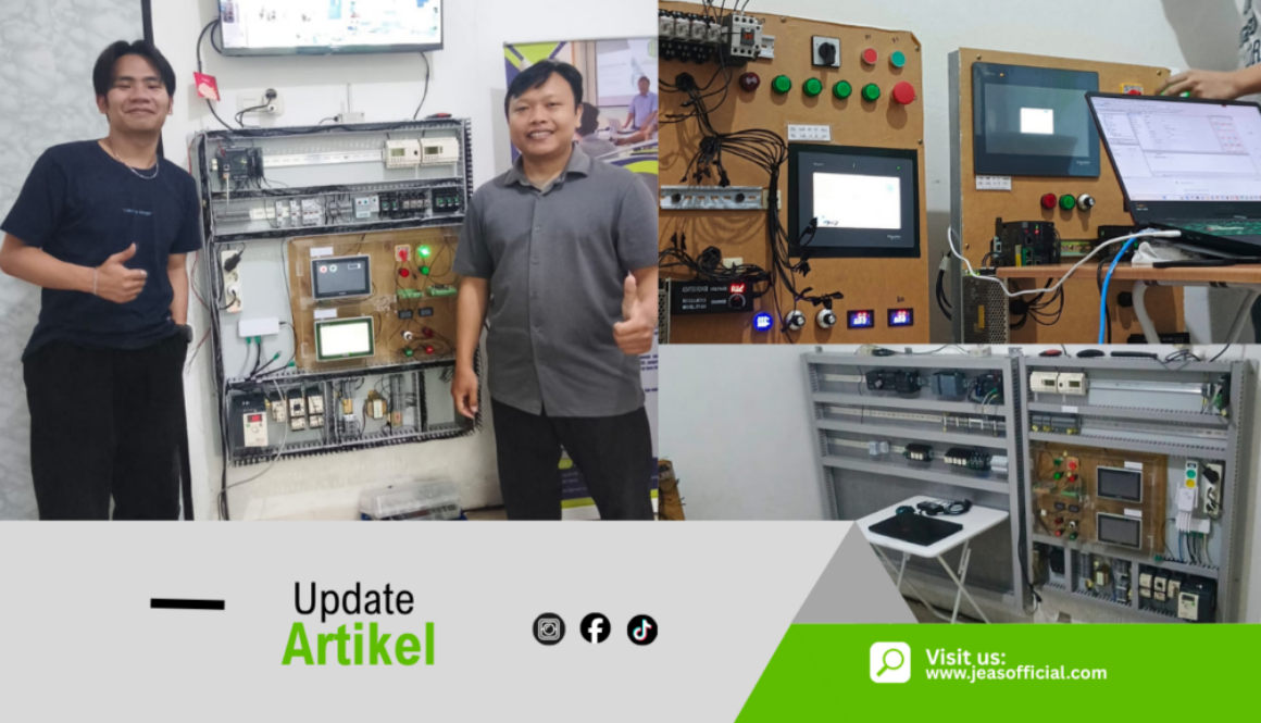 Praktik langsung teknisi menggunakan kit Schneider Modicon di tempat training PLC HMI Cibubur JEAS Official