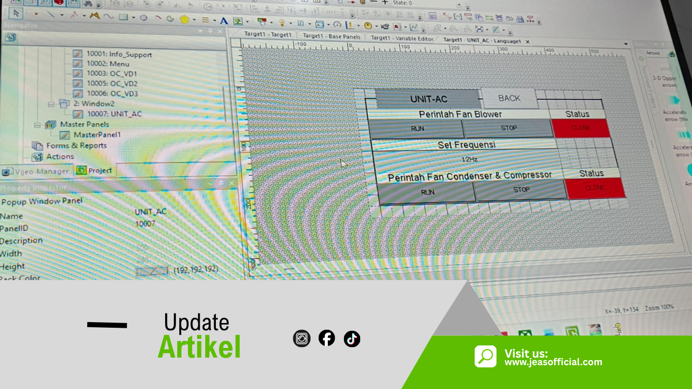 Simulasi pemrograman software EcoStruxure Machine Expert Basic dan Vijeo Designer dalam online training PLC HMI Schneider JEASofficial untuk peserta seluruh Indonesia.