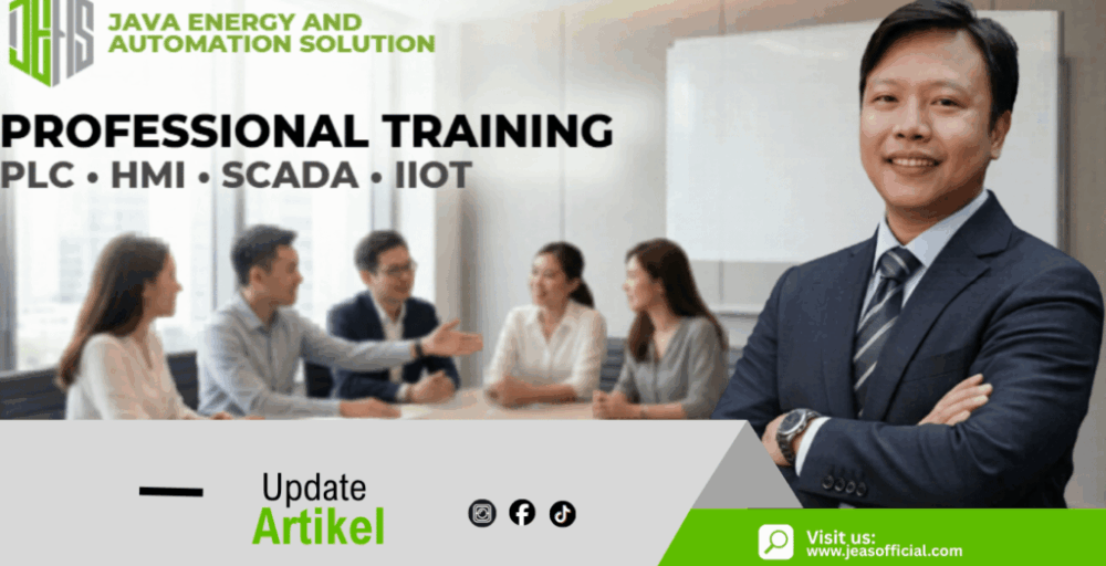 Pelatihan profesional PLC HMI SCADA IIoT di JEAS Official untuk membangun portofolio LinkedIn teknik